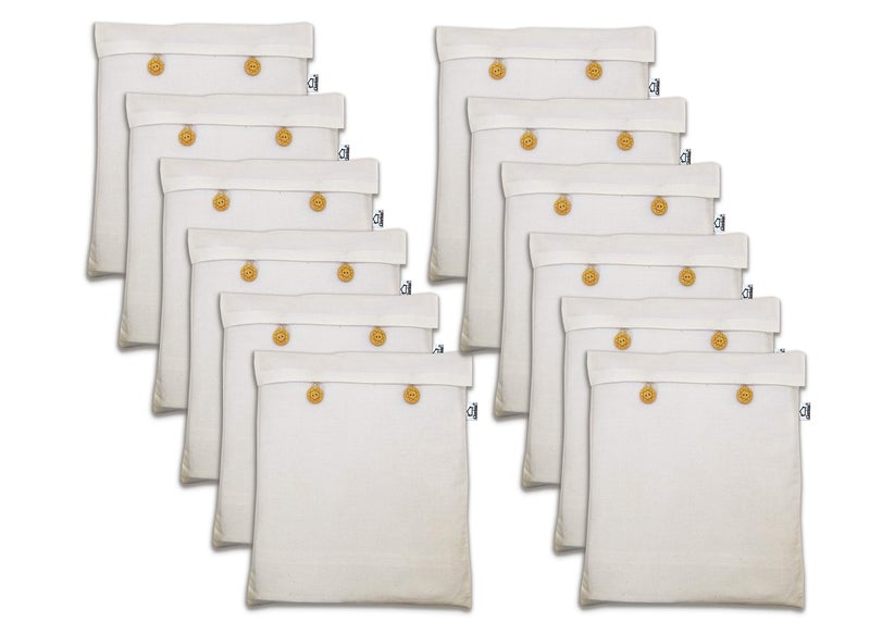 Clarkia Reusable Cotton Saree Cover (set of 20) for Storage, Wardrobe Organizer bags saree bags cotton (16x14 inch, Beige) - Image 1