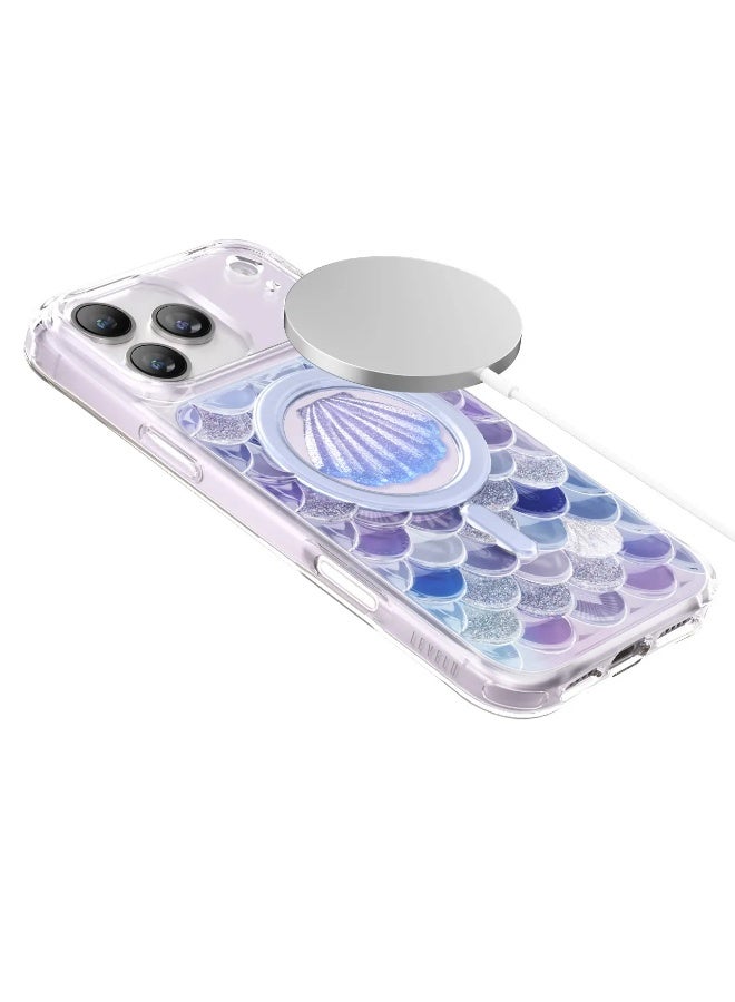 ليفيلو جراب MagSafe لهاتف iPhone 17 Pro Max Pearl 3D IML مع مصد مقاوم للصدمات وحواف مرتفعة للكاميرا والشاشة / أناقة مستوحاة من المحيط / غطاء خلفي مقاوم للصدمات - أرجواني - Image 4