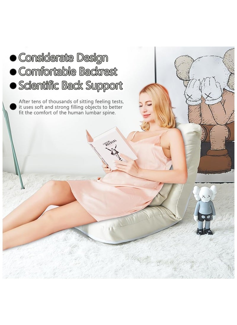 Generic - Foldable Floor Chair, Tatami Folding Floor Sofa, Adjustable 5-Position Floor Lounger, Sofa Bed for Bedroom, Living Room, Home, Office,110*55*8cm (White) - Image 1