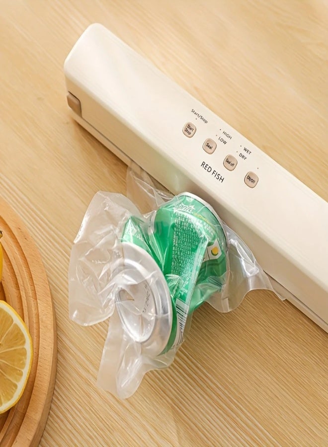 ارواق آلة ختم الفراغ اللاسلكية الأوتوماتيكية، آلة ختم الفراغ للمطبخ المنزلي الصغير، آلة فصل الفراغ الجاف والرطب، آلة تغليف الطعام مع 10 أكياس مختومة - أبيض - Image 4