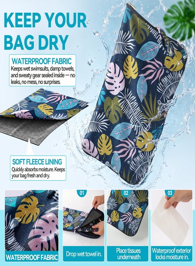 eaxin Store eaxin Wet Dry Bag 2-in-1 with Embedded Fleece Towel Swim Gym Tropical Palm - Image 3