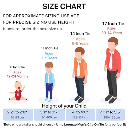 Umo Lorenzo Boys Red Clip on Tie Solid Necktie for Kids Ages 3-5, 6-10 and Toddlers 0-2 - Image 2