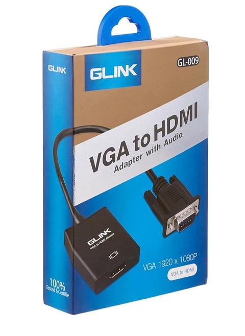 محول VGA إلى HDMI ومزود بخاصية الصوت، عدد المنافذ: 2، من جي لينك، متعدد الألوان