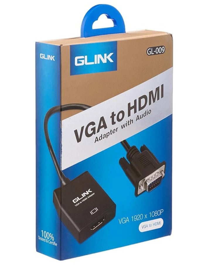 جلينك - محول VGA إلى HDMI ومزود بخاصية الصوت، عدد المنافذ: 2، من جي لينك، متعدد الألوان - Image 1