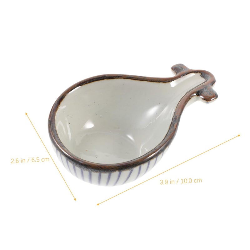 Ceramic Pipa Shaped Snack Dish Appetizer Serving Plate For Dipping Sauces - Image 5