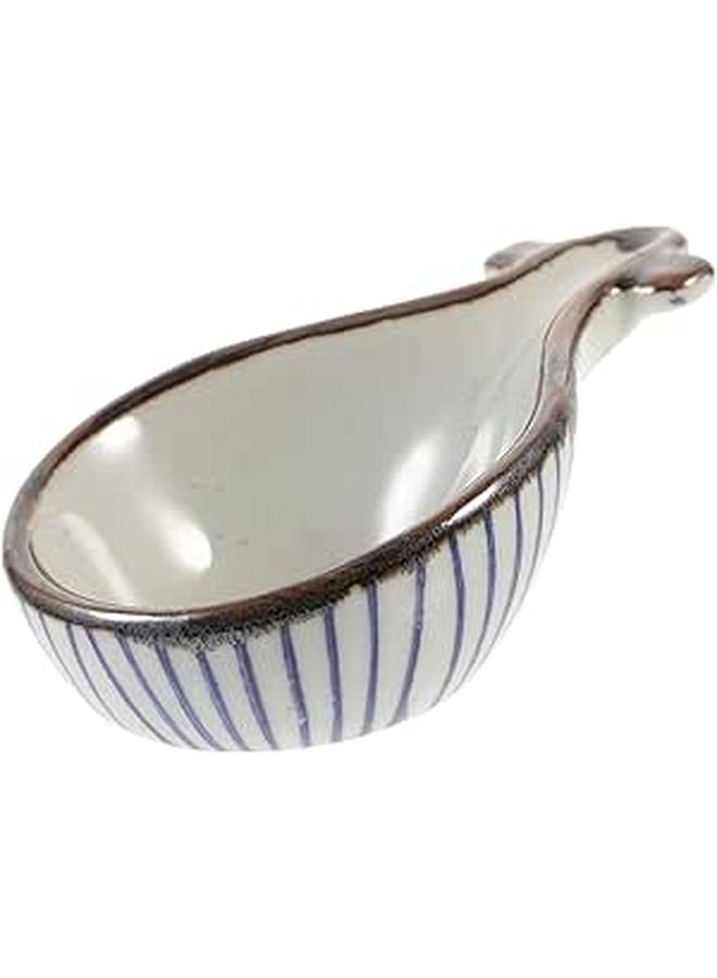 Ceramic Pipa Shaped Snack Dish Appetizer Serving Plate For Dipping Sauces - Image 1