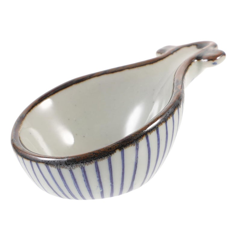 Ceramic Pipa Shaped Snack Dish Appetizer Serving Plate For Dipping Sauces - Image 2