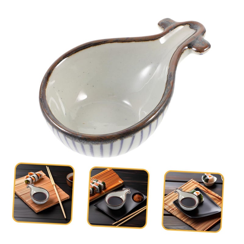 Ceramic Pipa Shaped Snack Dish Appetizer Serving Plate For Dipping Sauces - Image 4