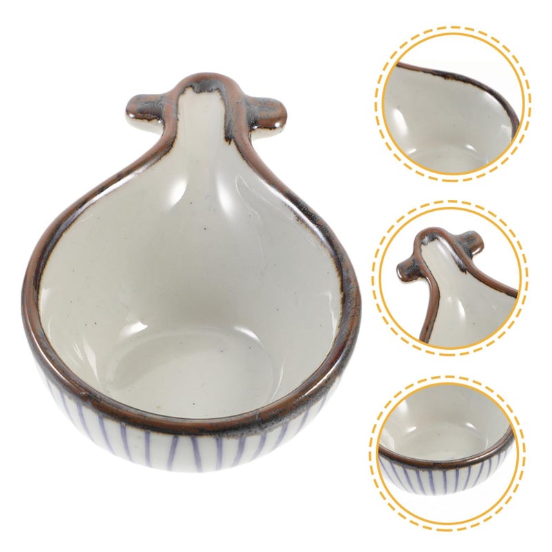 Ceramic Pipa Shaped Snack Dish Appetizer Serving Plate For Dipping Sauces - Image 3