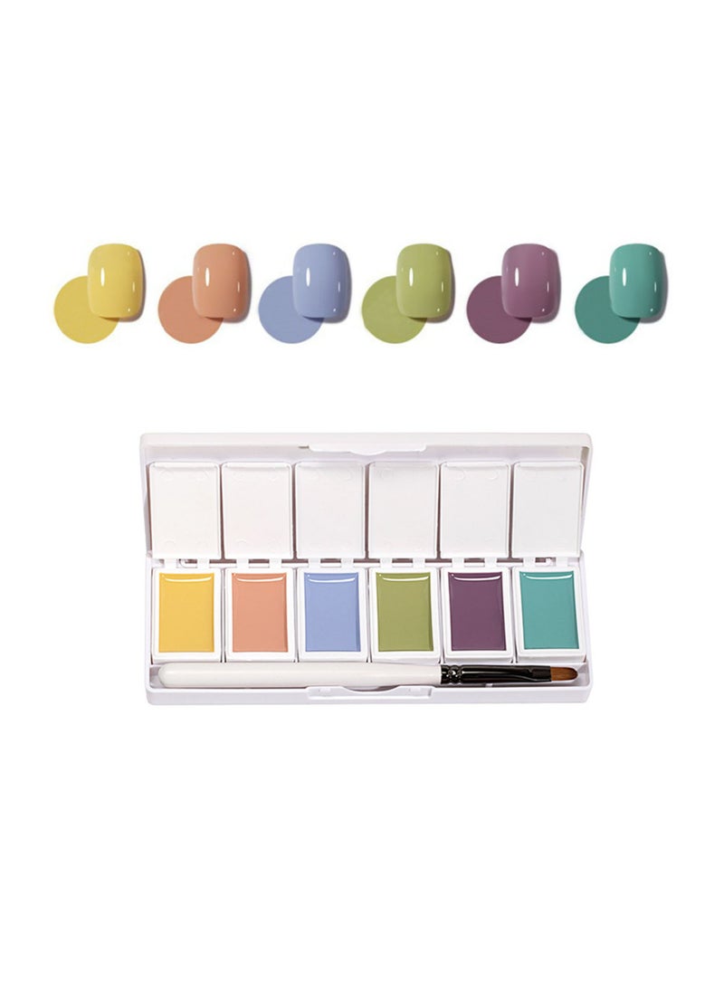 Miss Gooey Gel Nail Polish Set With UV Light 6 Colors Cream Solid Kit Brush Art Neutral Nude Glossy Glitter Soak Off DIY Manicure At Home For Nails Travel Size  - Image 1