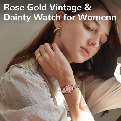 SOLLEN Rose Gold Vintage Watch for Woman, Square Dial Stylish Ladies Watches, 30M Waterproof & Stainless Steel Case, Casual & Dainty Wrist Watch for Women, Luxury Gift for Her - Image 4