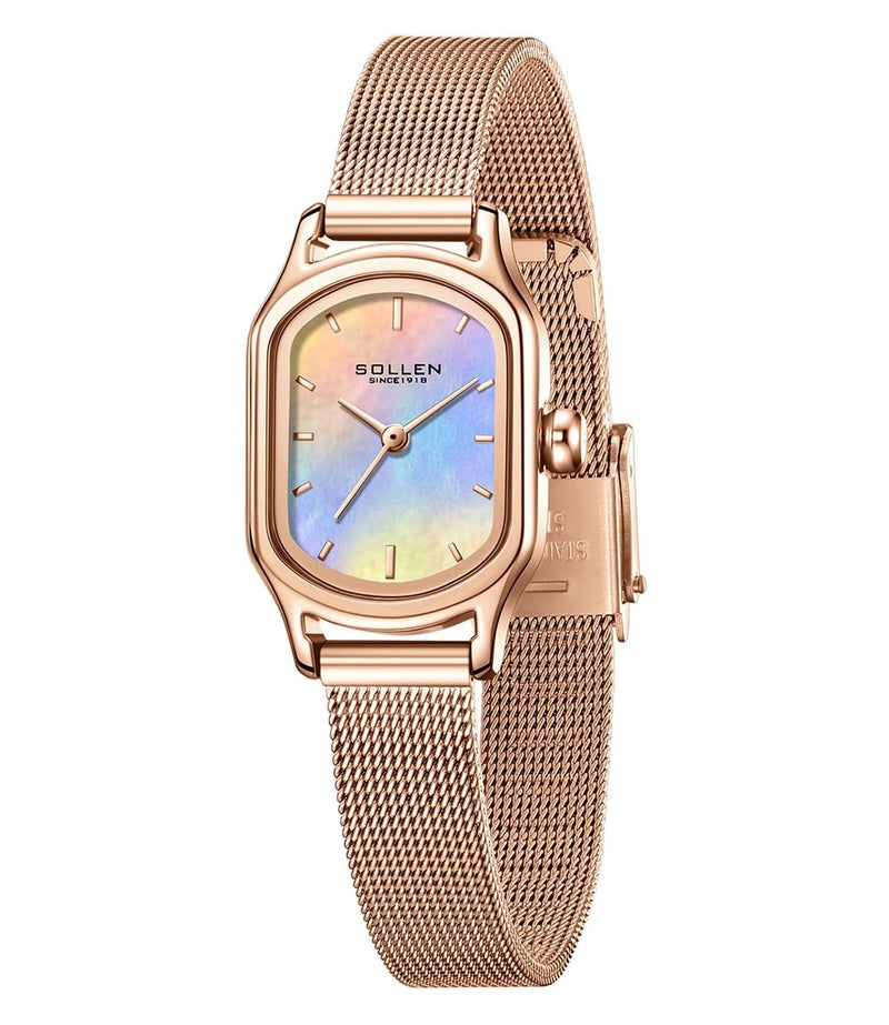 SOLLEN Rose Gold Vintage Watch for Woman, Square Dial Stylish Ladies Watches, 30M Waterproof & Stainless Steel Case, Casual & Dainty Wrist Watch for Women, Luxury Gift for Her - Image 1