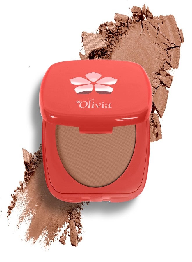 Olivia Skinsync Compact Powder | 04 Caramel Lush | Oil-Free Matte Finish Face Powder | Controls Shine & Absorbs Excess Oil | Smooth Application for All Skin Types | Non-Comedogenic Formula | 10g - Image 1