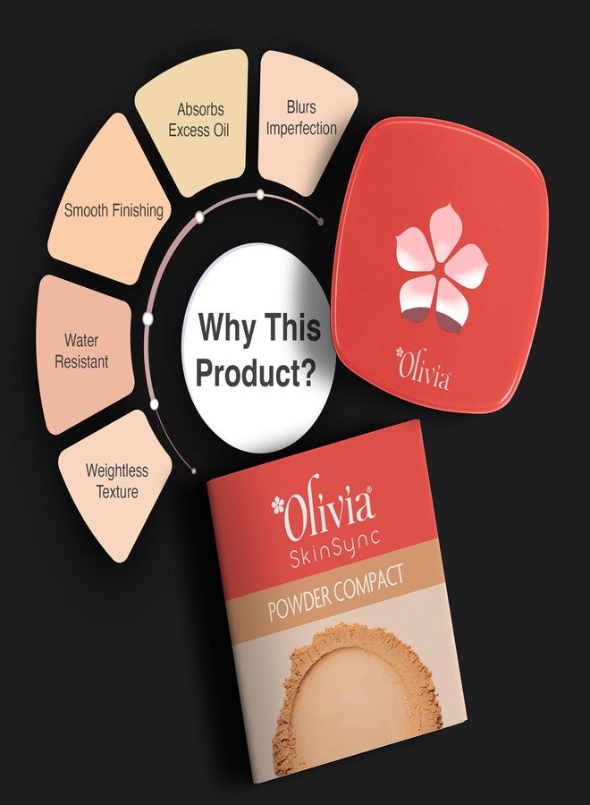 Olivia Skinsync Compact Powder | 04 Caramel Lush | Oil-Free Matte Finish Face Powder | Controls Shine & Absorbs Excess Oil | Smooth Application for All Skin Types | Non-Comedogenic Formula | 10g - Image 3