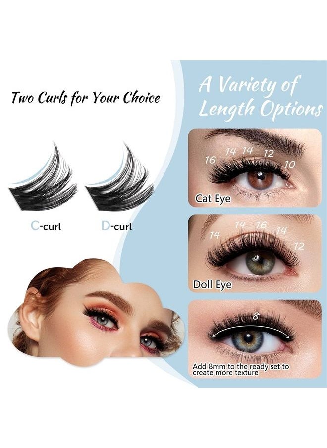 KevKev Lash Clusters 84 Pcs Cluster Lashes Eyelash DIY Extensions Individual that Look Like Natural Thin Band & Soft (Cirrus,D-8-16mix)  - Image 3