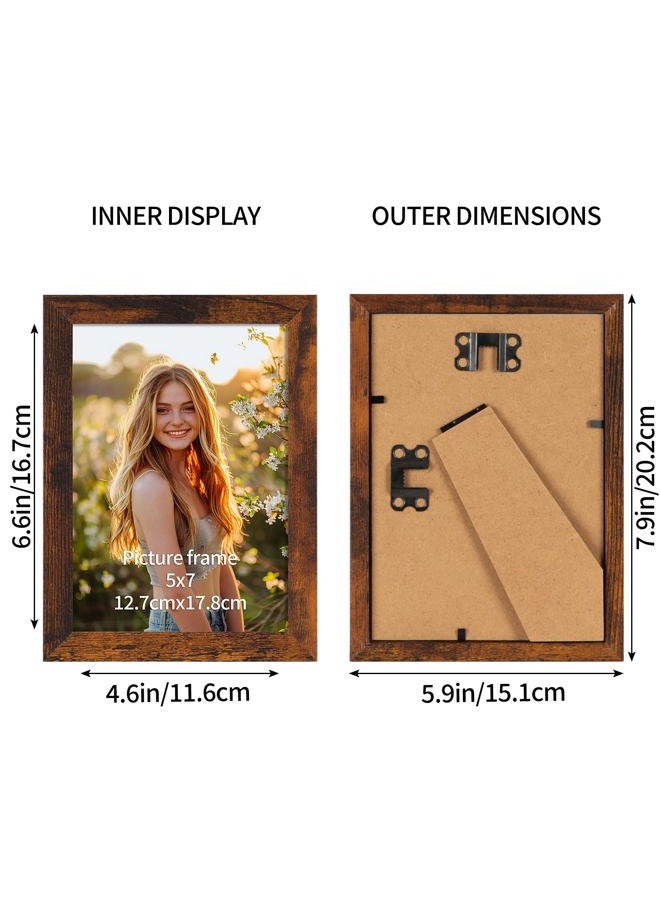 PETAFLOP Wooden Bulk 5x7 Picture Frame Set of 18, Brown Distressed Photo Frames Fits 5 by 7 for Wall or Tabletop Display - Image 5