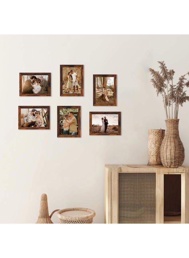 PETAFLOP Wooden Bulk 5x7 Picture Frame Set of 18, Brown Distressed Photo Frames Fits 5 by 7 for Wall or Tabletop Display - Image 3