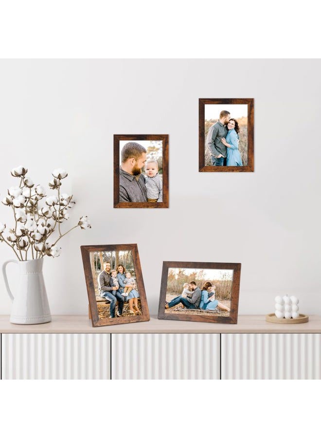 PETAFLOP Wooden Bulk 5x7 Picture Frame Set of 18, Brown Distressed Photo Frames Fits 5 by 7 for Wall or Tabletop Display - Image 2