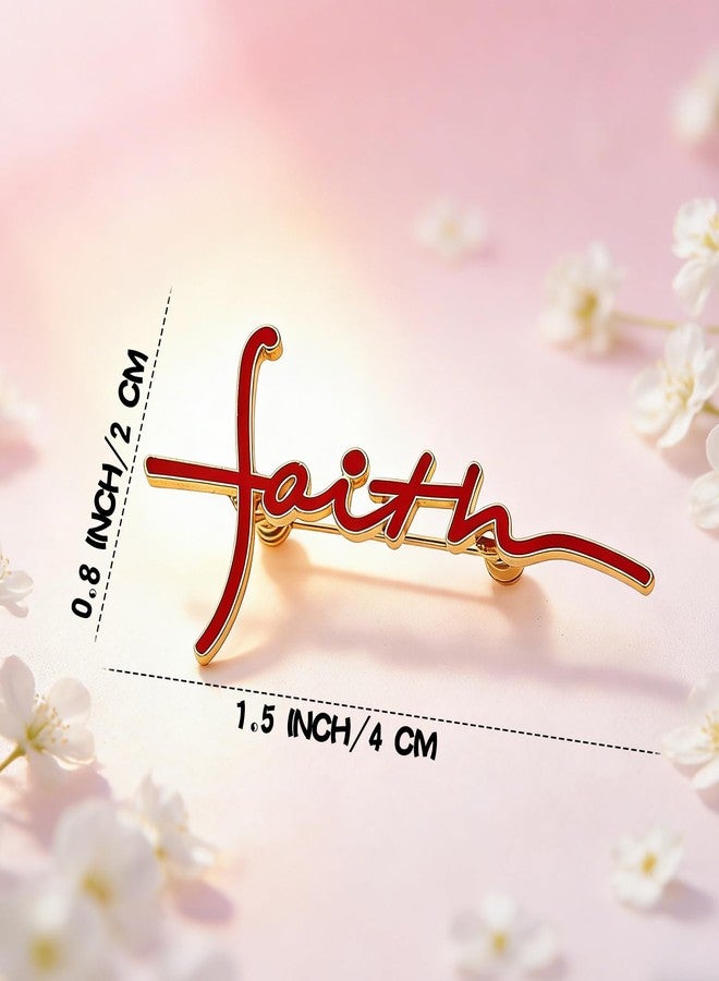 KWOYOS 3 Pieces Christian Faith Pins, Faith Letter Brooch for Women Men Christian, Cross Badge Brooch Pin Religious Gift - Image 2