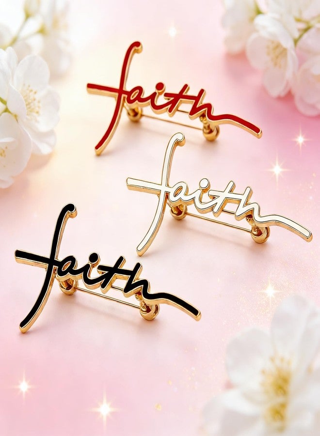 KWOYOS 3 Pieces Christian Faith Pins, Faith Letter Brooch for Women Men Christian, Cross Badge Brooch Pin Religious Gift - Image 3