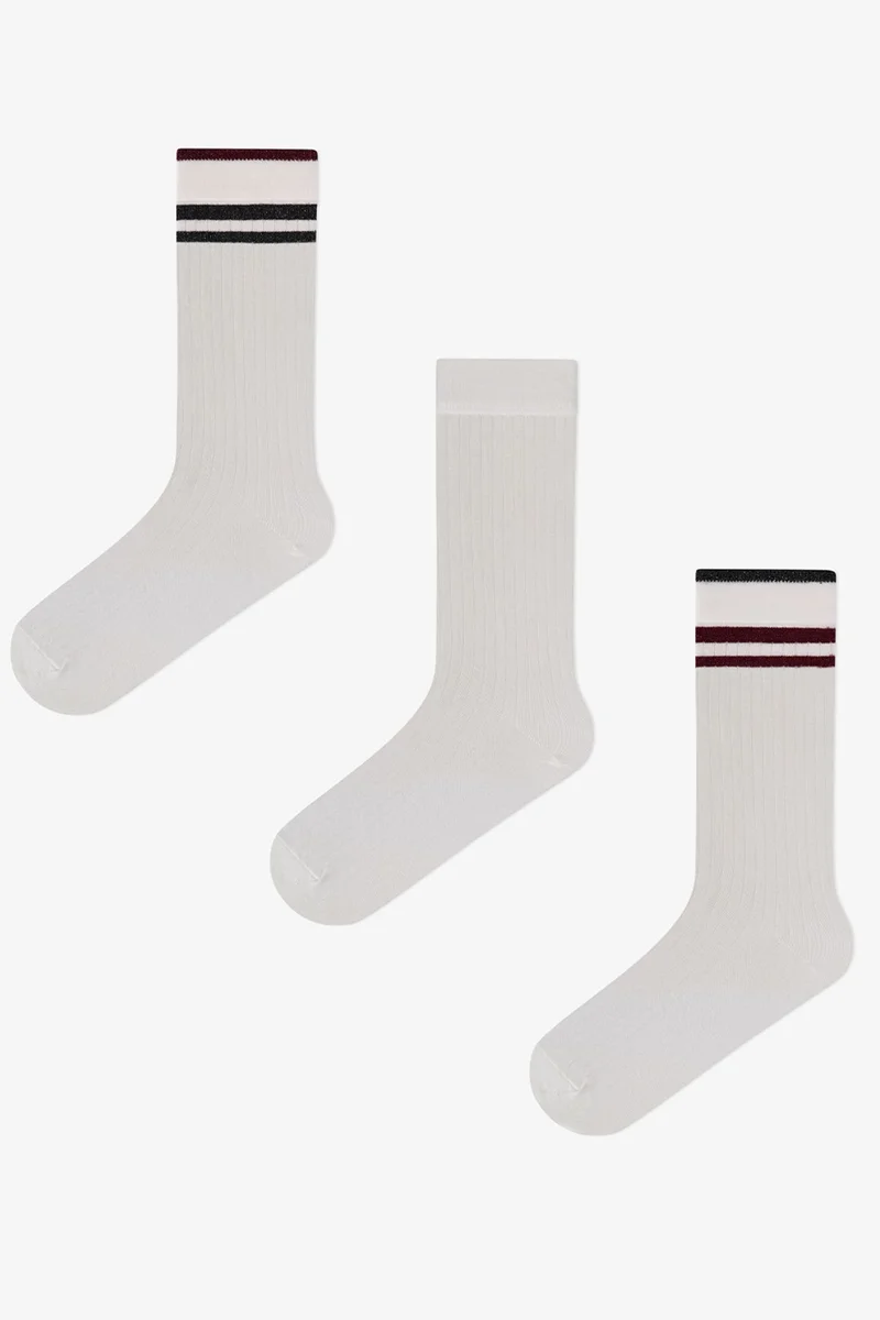 Penti PENTI Retro Lines Striped Pair Crew Socks