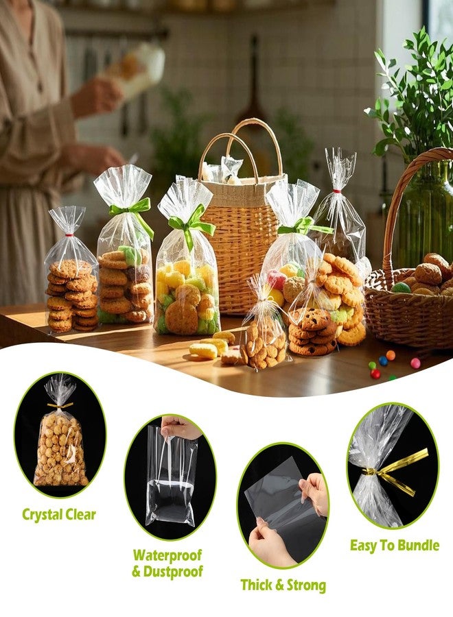 PPRAFDD 100 Pcs 6x10 Cellophane Bags Clear Cellophane Gift Bag with Twist Ties Clear Treat Bags for Bakery,Popcorn,Cookies,Candies,Dessert, Small Gift Party Favors - Image 4