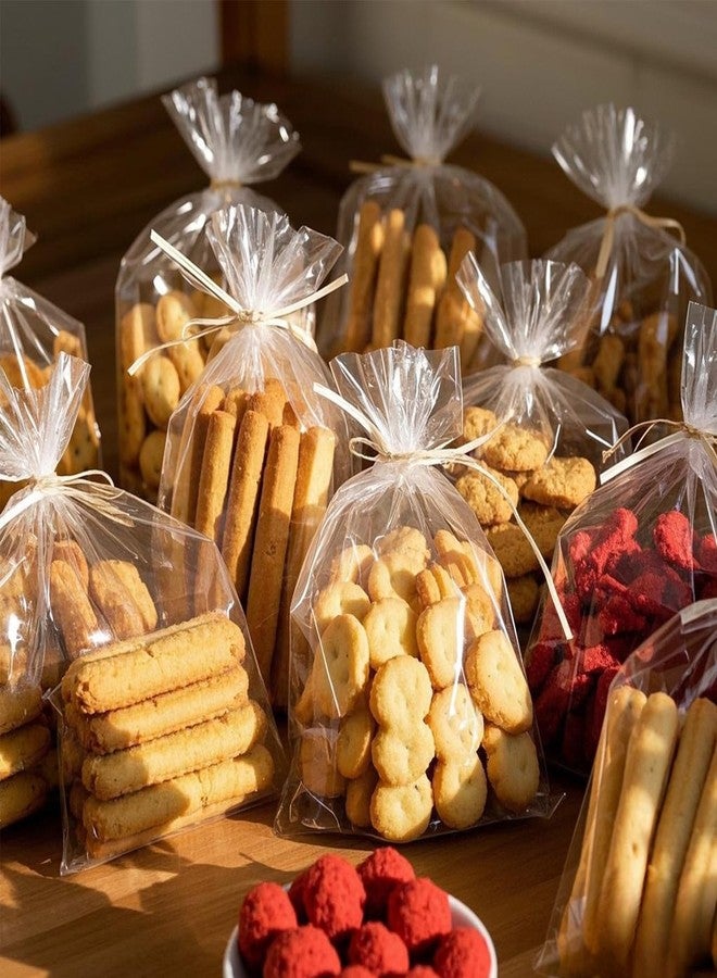 PPRAFDD 100 Pcs 6x10 Cellophane Bags Clear Cellophane Gift Bag with Twist Ties Clear Treat Bags for Bakery,Popcorn,Cookies,Candies,Dessert, Small Gift Party Favors - Image 5