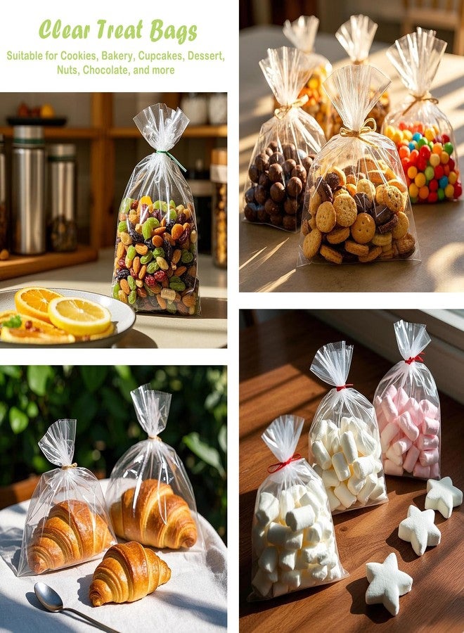 PPRAFDD 100 Pcs 6x10 Cellophane Bags Clear Cellophane Gift Bag with Twist Ties Clear Treat Bags for Bakery,Popcorn,Cookies,Candies,Dessert, Small Gift Party Favors - Image 3