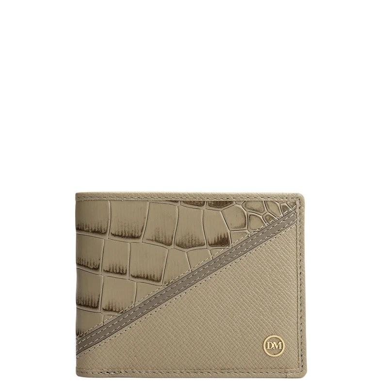 Da Milano Stone Grey Bifold Leather Mens Wallet