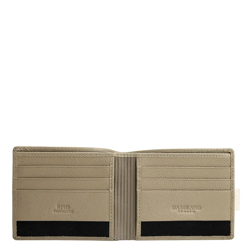 Da Milano Stone Grey Bifold Leather Mens Wallet