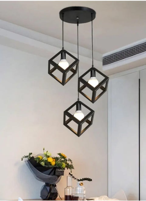 نجف مودرن اسود  بتصميم هندسي بدون لمبات