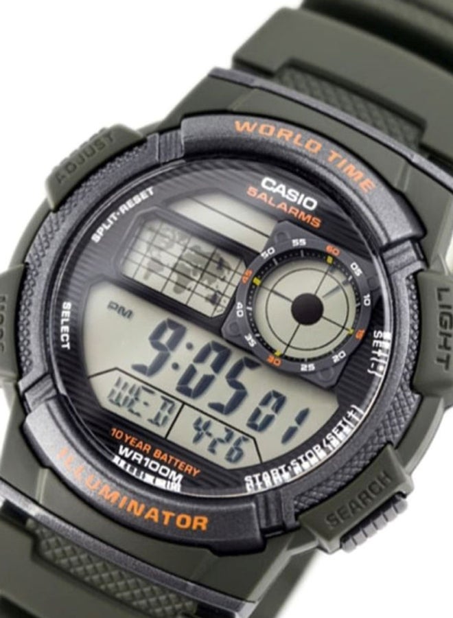 CASIO Men Silicone Digital Wrist Watch AE-1000W-3AV - 40 mm - Green - Image 4