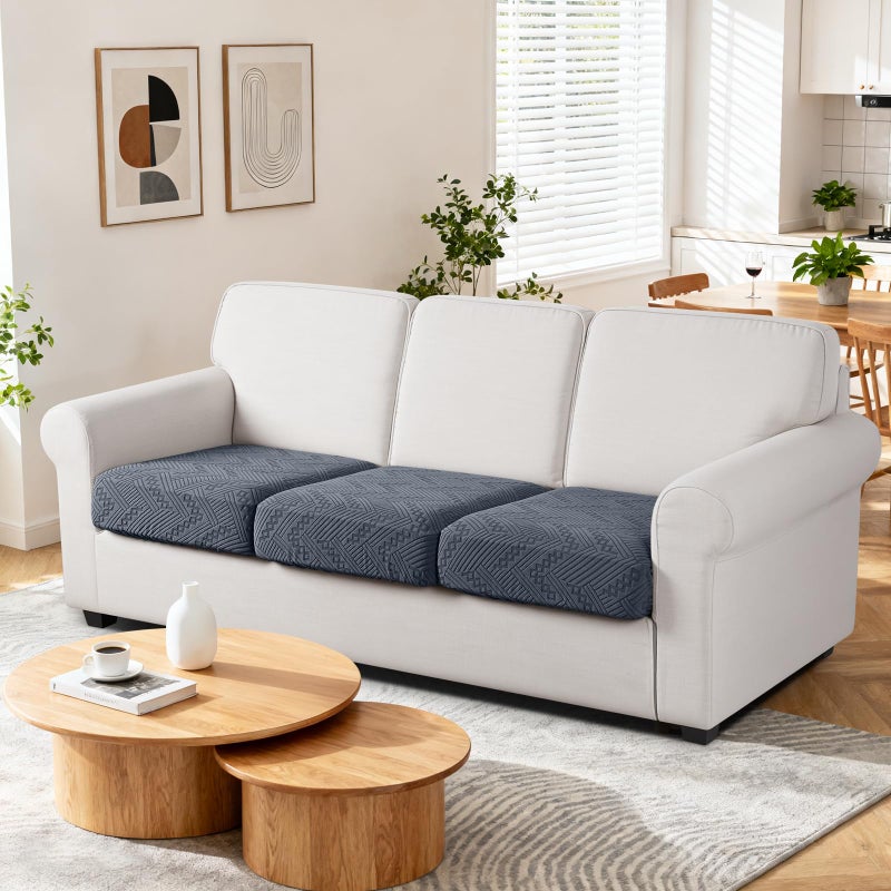 Ruaozz Couch Cushion Covers for Sectional Sofa Stretch Seat Cushion Covers Washable Sofa Slipcovers for L Shaped Soft Furniture Protector Pet Friendly (3 PC Seat or Back Cover, Grey) - Image 2