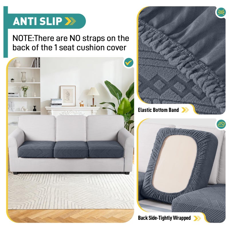 Ruaozz Couch Cushion Covers for Sectional Sofa Stretch Seat Cushion Covers Washable Sofa Slipcovers for L Shaped Soft Furniture Protector Pet Friendly (3 PC Seat or Back Cover, Grey) - Image 5