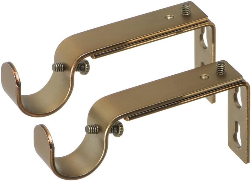Ivilon Adjustable Brackets for Curtain Rods - for 7/8 or 1 Inch Rods. Set of 2 - Warm Gold - Image 1