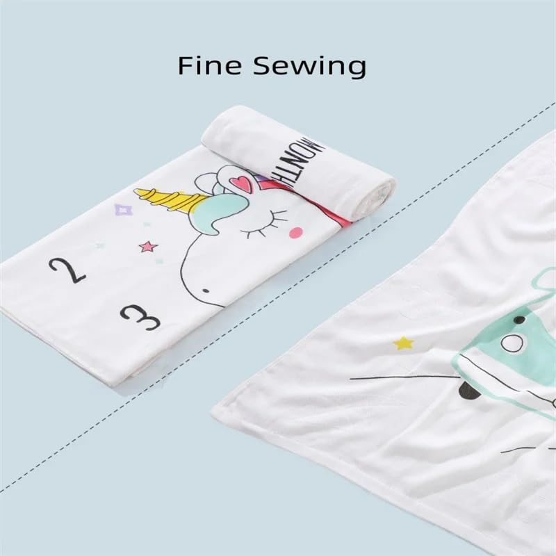 BABY STATION Bamboo Cotton Muslin Swaddle Wrapper Blanket for Babies / 2-Layer All Season Ultra Soft Breathable Hypoallergenic Anti-Bacterial Shawl- 110 X 110 cm (Unicorn) - Image 5