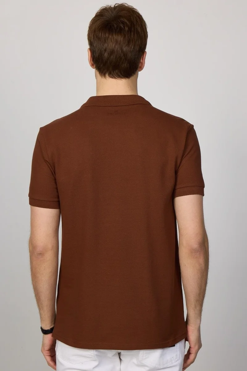 تودورس Men's Slim Fit Narrow Cut Cotton Soft Textured Cool Keeping Fabric Plain Pique Polo Collar T-Shirt