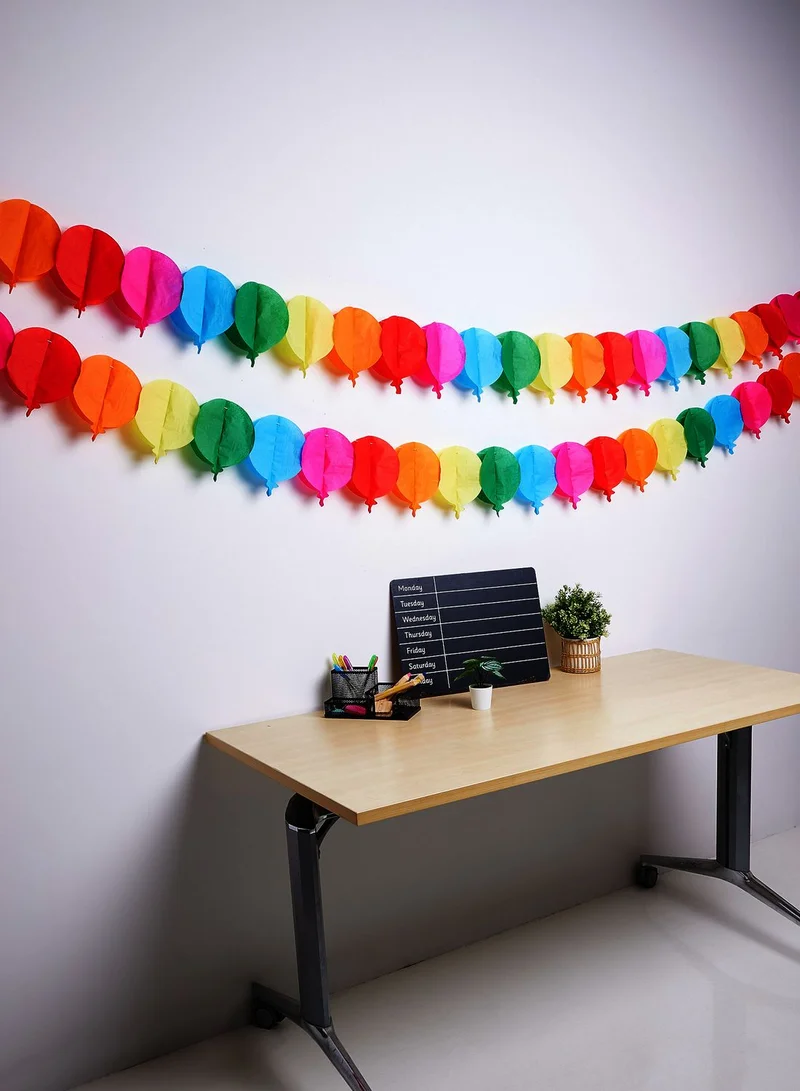 Talking Tables Birthday Brights, Honeycomb Balloon Paper Garland, 3M, 3Pk
