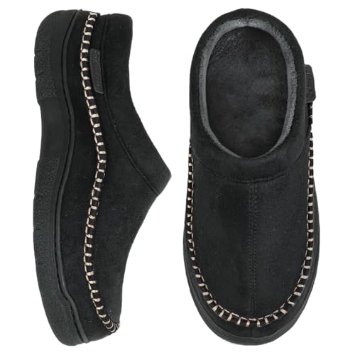 Zigzagger Men's Slip On Moccasin Slippers, Indoor/Outdoor Warm Fuzzy Comfy House Shoes, Fluffy Wide Loafer Slippers,Vanta, 15 D(M) US - Image 1
