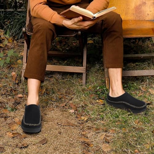 Zigzagger Men's Slip On Moccasin Slippers, Indoor/Outdoor Warm Fuzzy Comfy House Shoes, Fluffy Wide Loafer Slippers,Vanta, 15 D(M) US - Image 2
