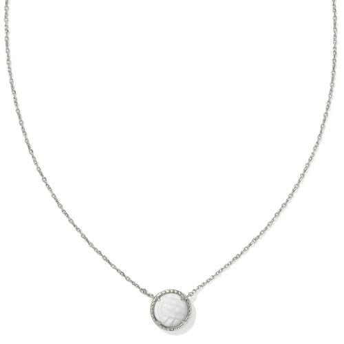 Kendra Scott Volleyball Pendant Necklace, Rhodium Plated Brass, Mother-of-Pearl, Fashion Jewelry for Women - Image 1