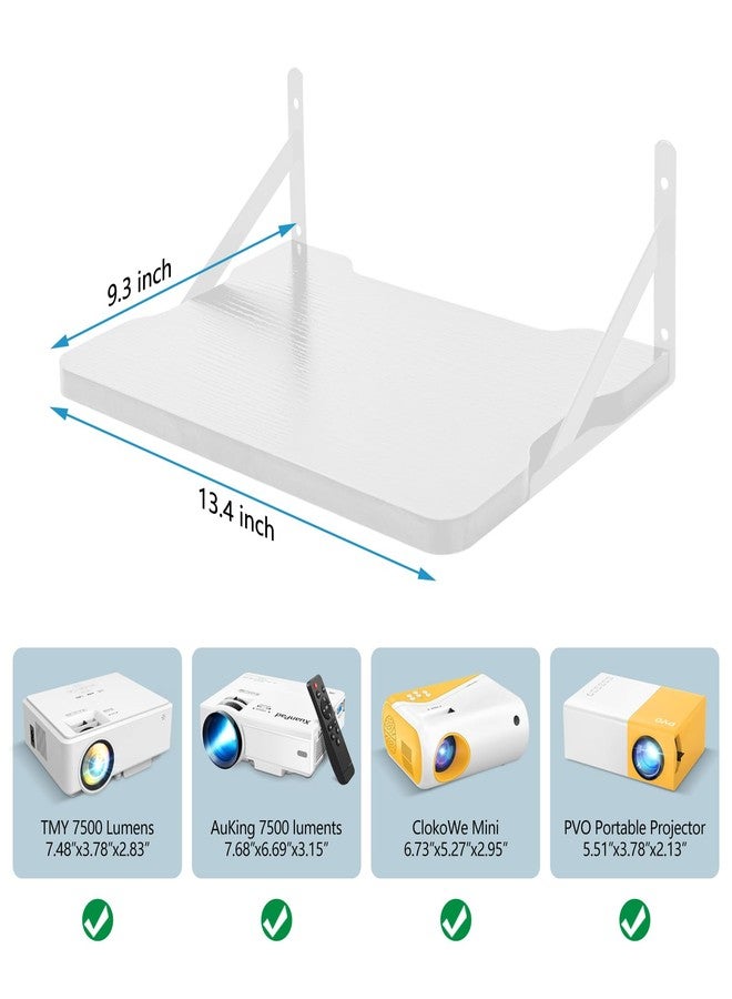 BEARUT White Small Mini Projector Shelf/Projector Wall Mount Floating Shelf/Router Shelf/Modem Cable Box Shelf/Projector Rack Holder/Projector Mount by MDF - Image 5