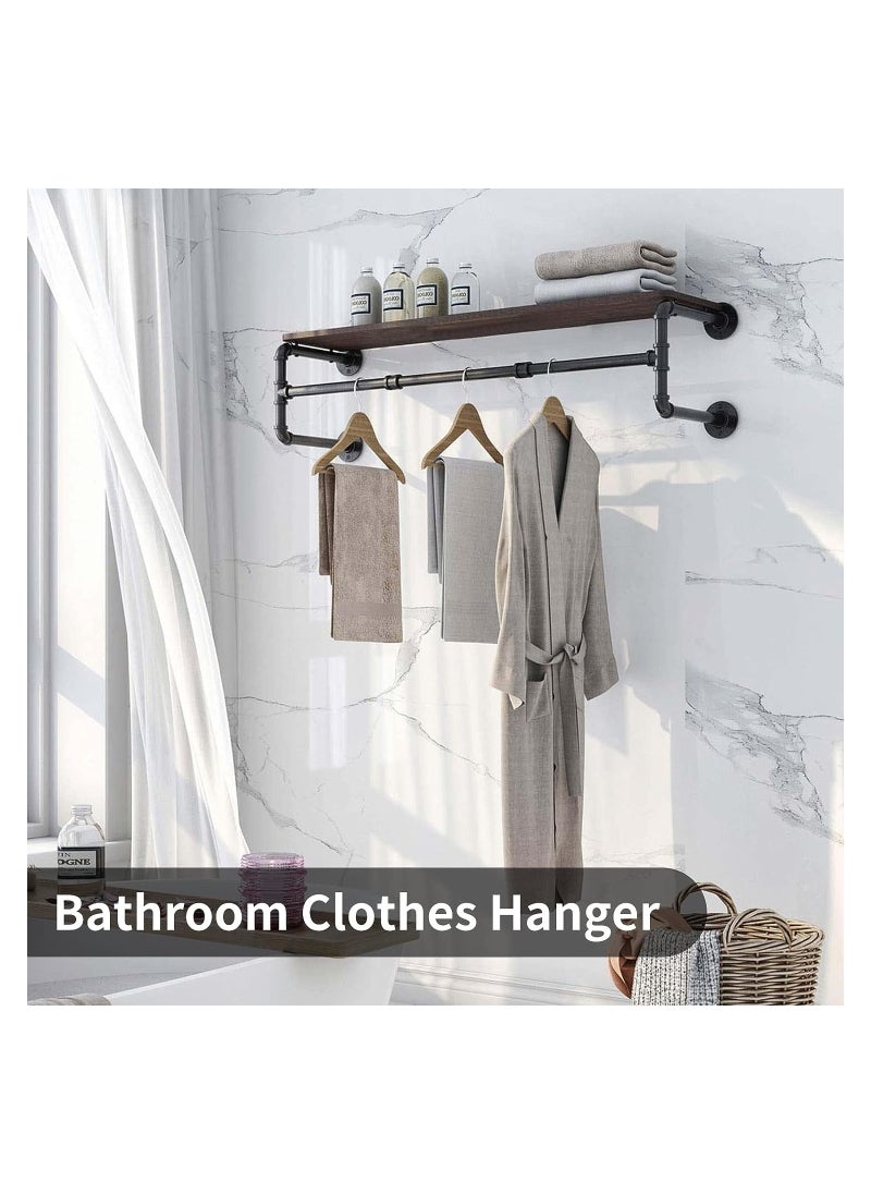 Arabest Clothes Rack Wall Mounted, Industrial Pipe Garment Rack Detachable Adjustable 130 CM Long, Heavy Duty Iron Garment Bar with 3 S-Shaped Hooks  - Image 5