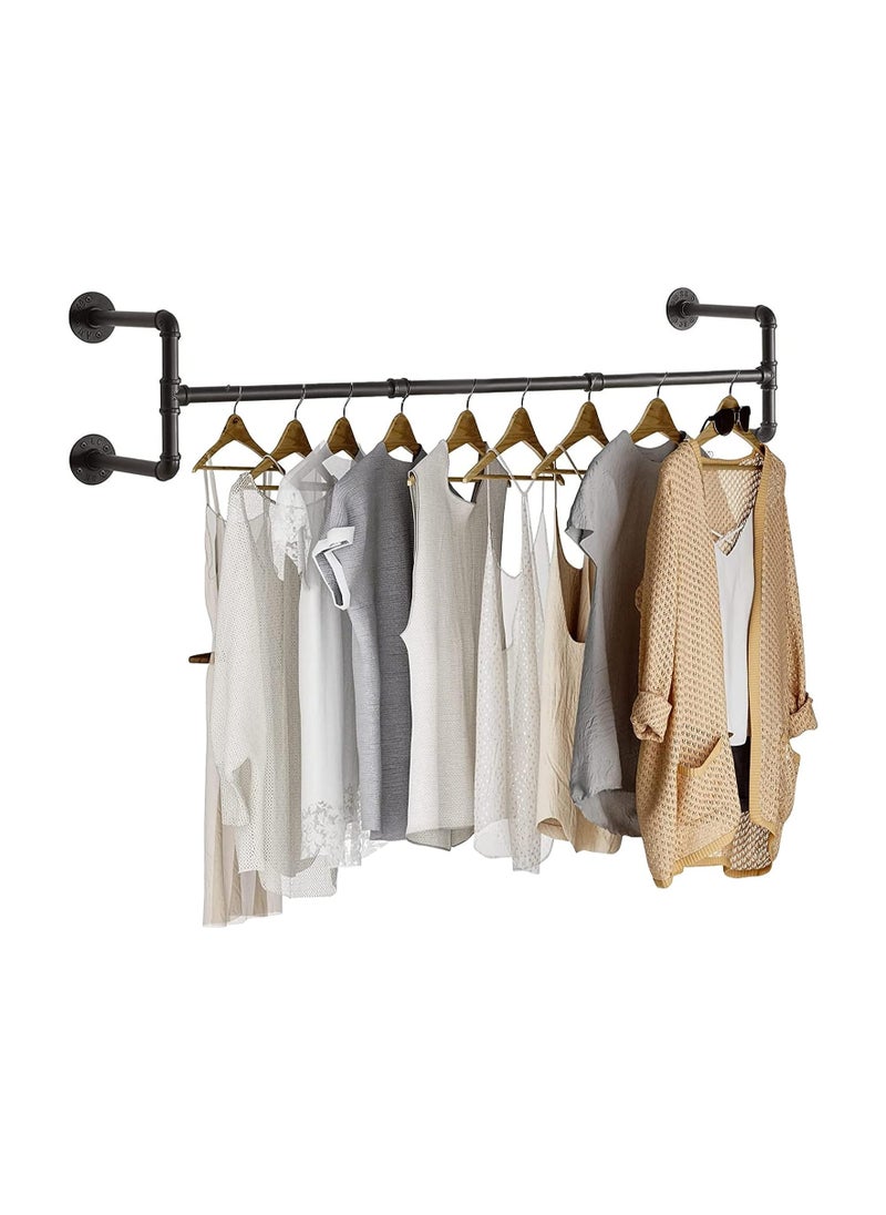 Arabest Clothes Rack Wall Mounted, Industrial Pipe Garment Rack Detachable Adjustable 130 CM Long, Heavy Duty Iron Garment Bar with 3 S-Shaped Hooks  - Image 1