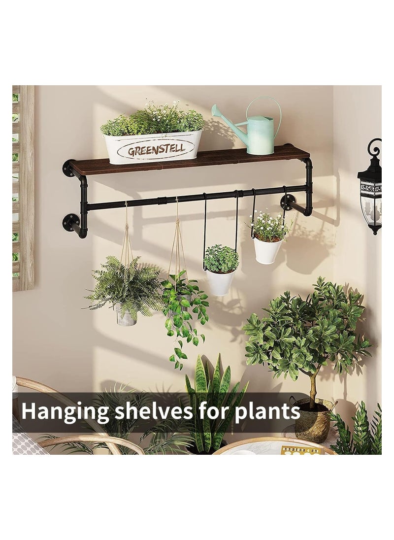 Arabest Clothes Rack Wall Mounted, Industrial Pipe Garment Rack Detachable Adjustable 130 CM Long, Heavy Duty Iron Garment Bar with 3 S-Shaped Hooks  - Image 4