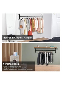 Clothes Rack Wall Mounted, Industrial Pipe Garment Rack Detachable Adjustable 130 CM Long, Heavy Duty Iron Garment Bar with 3 S-Shaped Hooks - pzsku/Z125662CC2512FF7B01DEZ/45/_/1692176471/5b02bf13-e41b-4f61-b967-501402539a7f