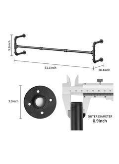 Clothes Rack Wall Mounted, Industrial Pipe Garment Rack Detachable Adjustable 130 CM Long, Heavy Duty Iron Garment Bar with 3 S-Shaped Hooks - pzsku/Z125662CC2512FF7B01DEZ/45/_/1692176530/68f88d18-61bf-4db5-b69c-c1884cdfcc16