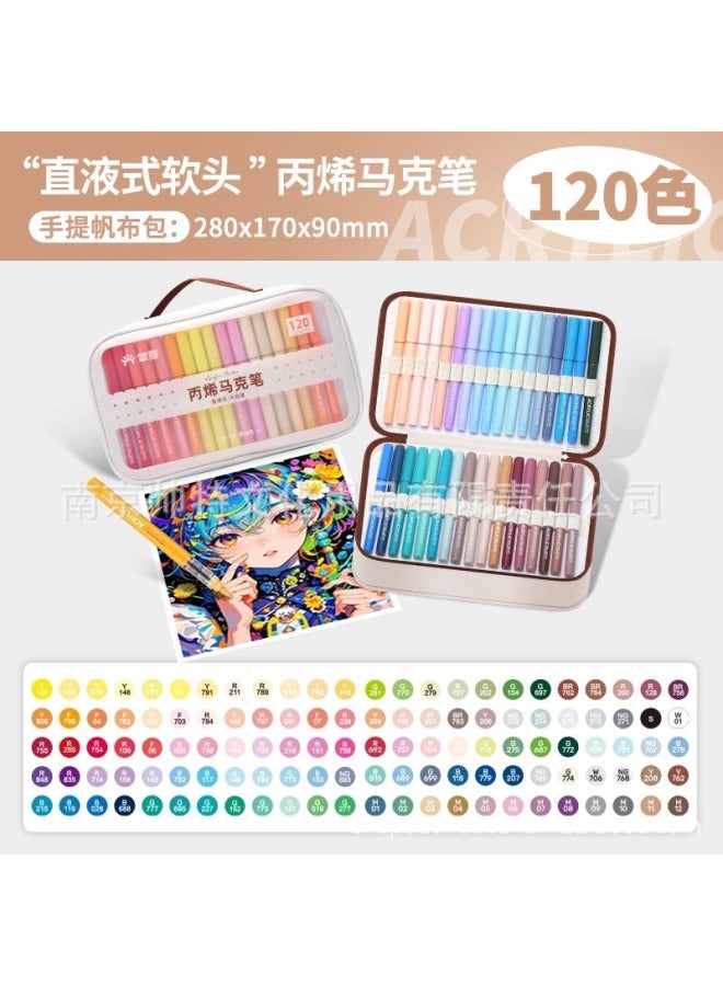Master The Straight Liquid Soft Head Acrylic Marker Pen Opaque Color Stackable Color Painting Graffiti Students Art With 84 Colors 60 Colors - Image 1