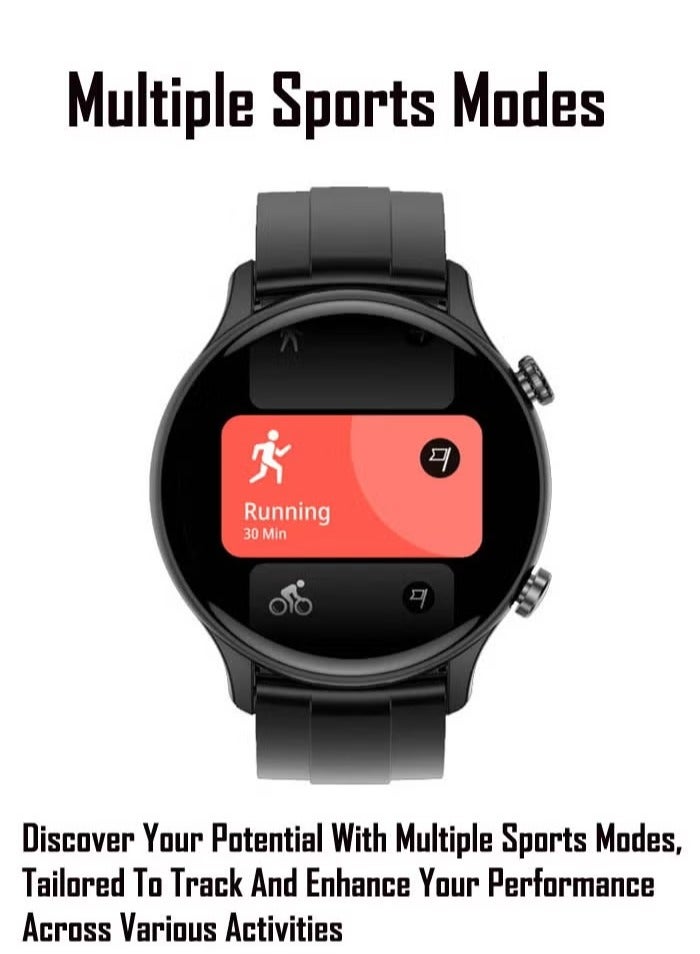 ELTRAZONE 1.43-Inch AMOLED Display Smart Watch for Men – Full Touch Control, IP68 Waterproof, Includes 2 Straps, Sleek Black - Image 4