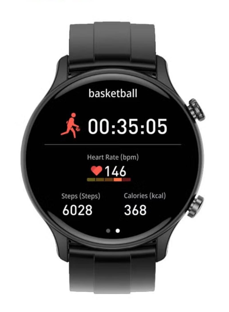 ELTRAZONE 1.43-Inch AMOLED Display Smart Watch for Men – Full Touch Control, IP68 Waterproof, Includes 2 Straps, Sleek Black - Image 2